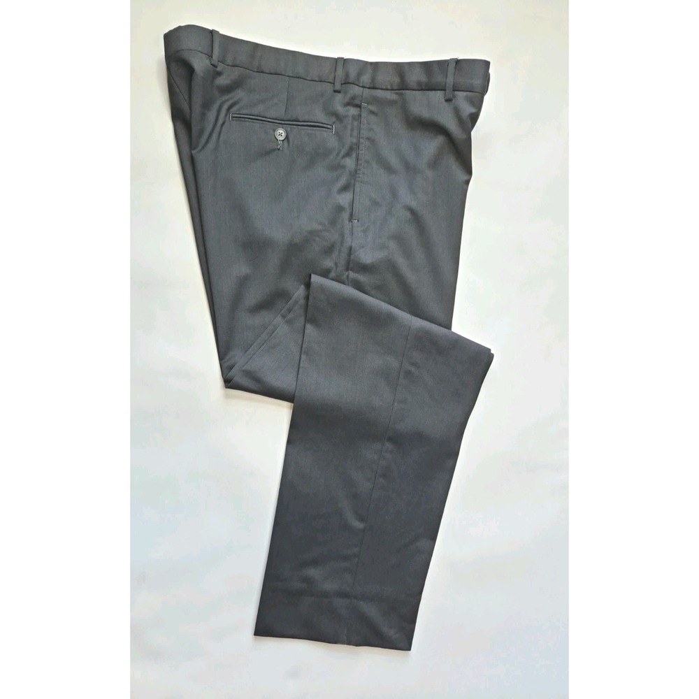 Joseph Abboud Mens Flat Front Super 120s Wool Dress Pants 38x32 Charcoal Black